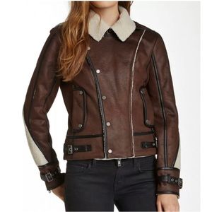 Walter Baker Renee Brown Leather Shearling Jacket